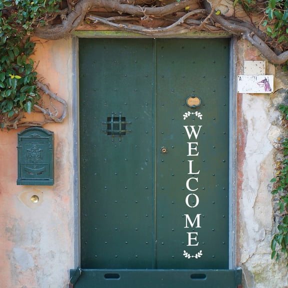 MERRYHAPY 1 Set White Welcome Stencil Template for Painting, Crafting, Home Decor, Reusable and Easy to Use