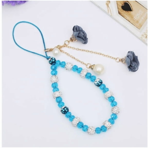 MERRYHAPY Stylish Floral Phone Strap with Sky- Crystal and Metal for Smartphones and Mobile Devices