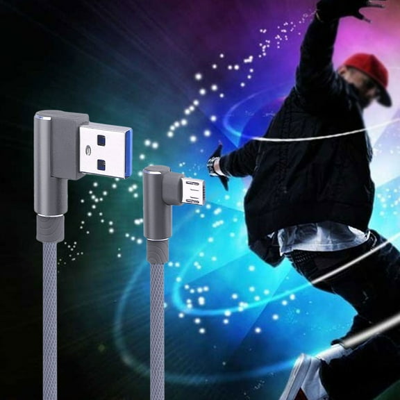 MERRYHAPY Grey Charging Cable for Phone with Reinforced Nylon and Right Angle Connectors