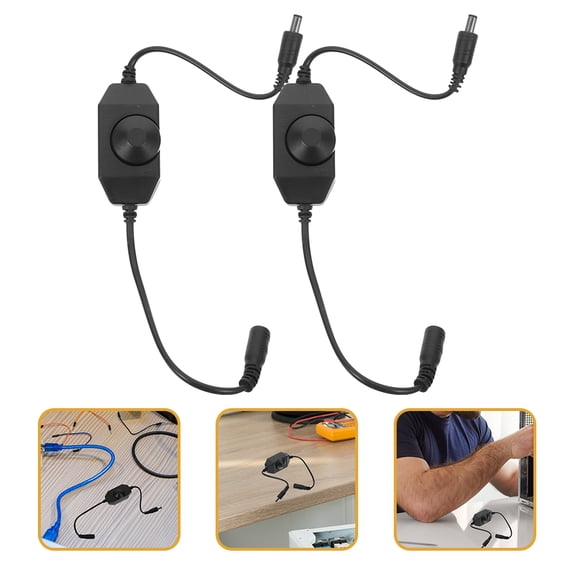 MERRYHAPY LED Lamp Dimmer Switch Black Plastic 2 Pack Adjustable Brightness Control for Lighting