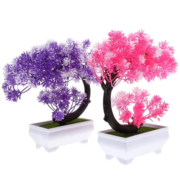 MERRYHAPY Fake Potted Plants Miniature Tree Shape 2Pcs