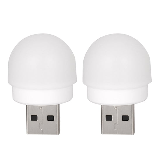 MERRYHAPY 2-Pack USB LED Bedside Lights, White ABS Plastic, Round Design, Energy Efficient Night Lamp for Bedroom