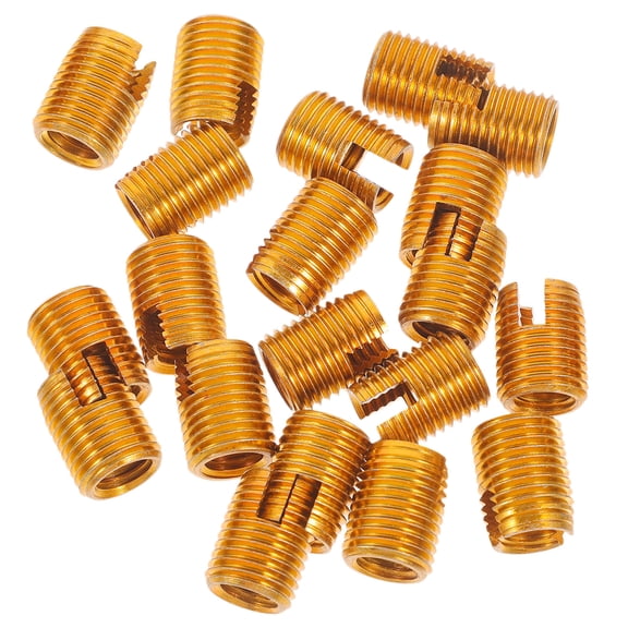 MERRYHAPY 20pcs Stainless Steel Threaded Inserts for Wood Self Tapping Golden Hardware