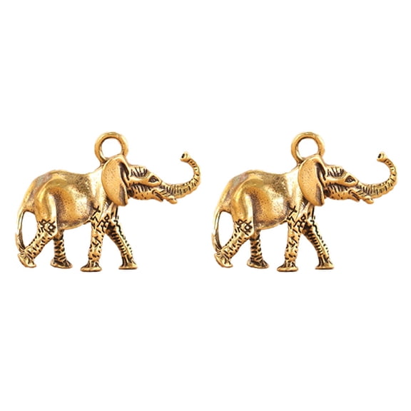 MERRYHAPY 2-Piece Elephant Desktop Decor Set Copper Craft with Golden Finish for Home Office Decoration