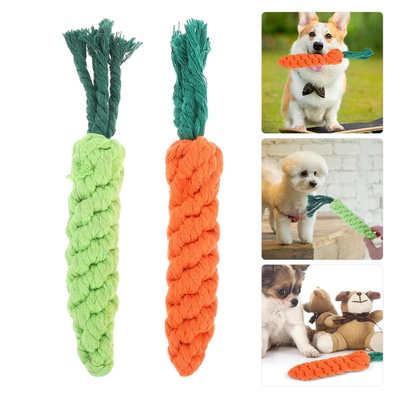 MERRYHAPY 2-Pack Assorted Color Pet Teething Toys Carrot Design for Teeth Cleaning and Chewing Fun Chew Toys