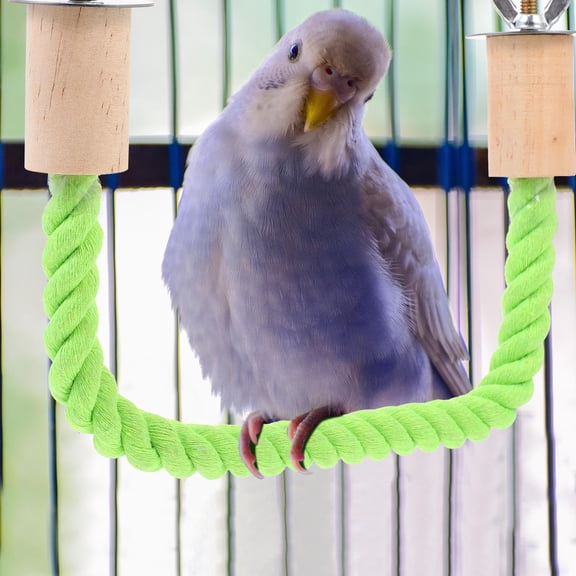 MERRYHAPY 2-Pack Bird Cage Standing Poles with Cotton Rope Parrot Stands, Sturdy and Safe, Green Color