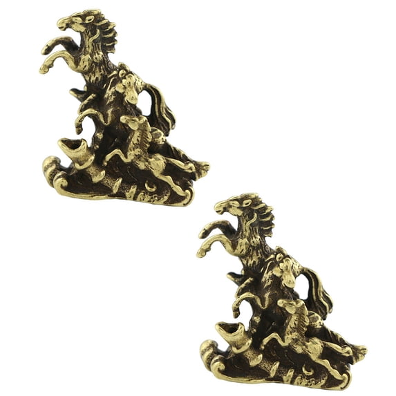 MERRYHAPY 2Pcs Brass Horse Figurine Golden Color 1.38x1.30x0.79in Home Decoration
