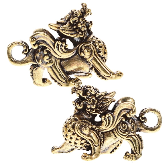 MERRYHAPY 2Pcs Brass Kylin Statue Feng Shui Home Decoration Statue