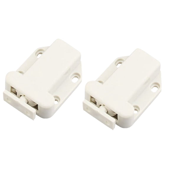 MERRYHAPY 2Pcs White Wardrobe Stopper Self Locking Lock Press to Open Door Catch for Furniture