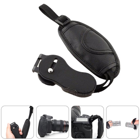 MERRYHAPY 2-Pack Adjustable Black PU Camera Hand Wrist Straps for Secure Grip Photography Accessories
