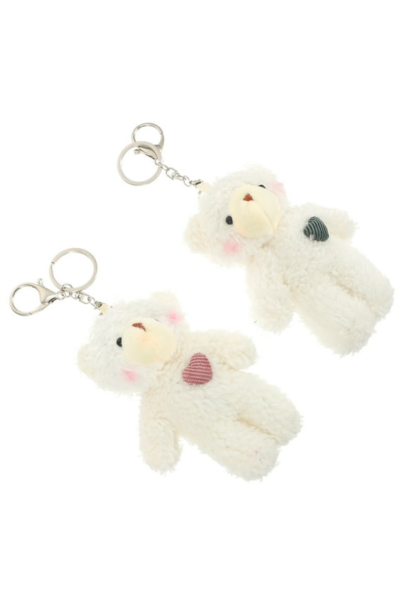 Plush Bear Keychain Set, 2 Pieces Bear Keyrings for Bags, Backpacks, and