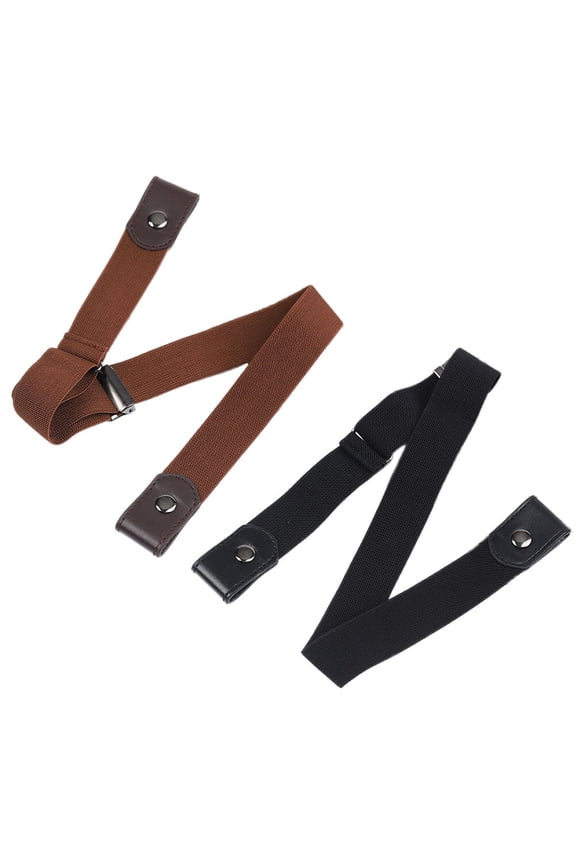2-Pack Elastic Waist Strap Belts for Jeans No Buckle Adjustable Fashion Accessory Assorted Colors
