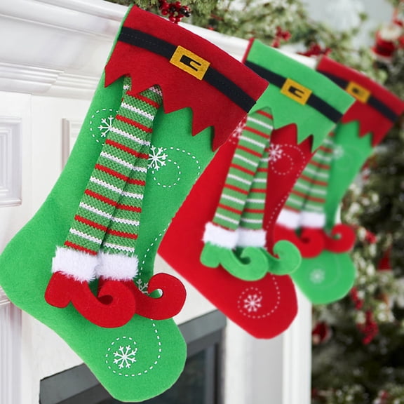 MERRYHAPY 2Pcs Christmas Stockings Set Festive Holiday Decor Assorted Colors for Home and Party Decoration