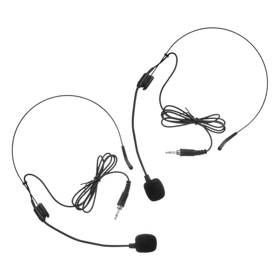 MERRYHAPY 2Pcs Black Headset Mic for Speaking and Singing with Adjustable Boom and 3.5mm Plug