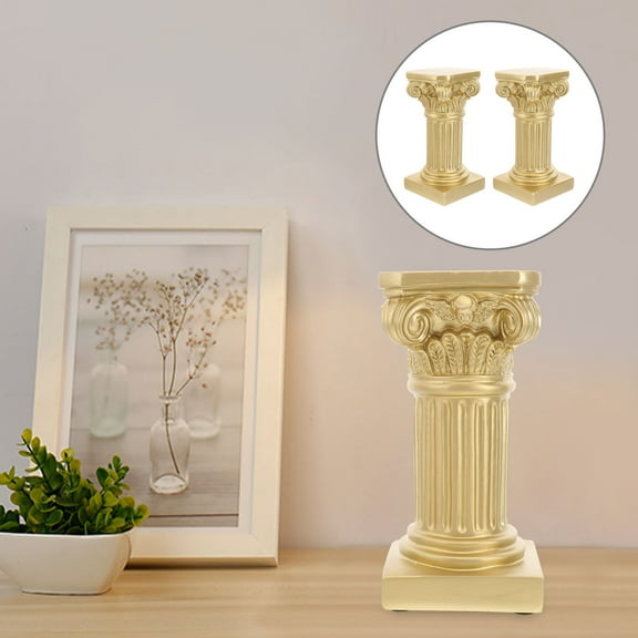 MERRYHAPY Set of 2 Golden Roman Pillar Resin Statues Pedestal Stands Wedding Table Centerpiece Decorations
