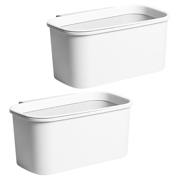 MERRYHAPY 2-Pack White Kitchen Hanging Trash Bins, Garbage Containers with Smooth Design, Space-Saving and Practical for Home Use