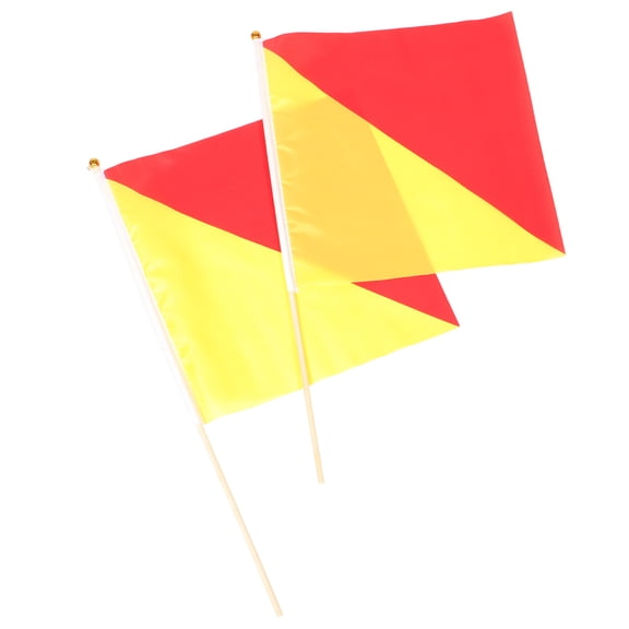 2pcs Yellow Marine Small Waving Referee Training Flags for Football Soccer USA Navy Polyester