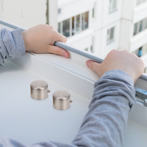 MERRYHAPY 2Pcs Silver Alloy Round Decorative Cap for Curtain Rod End Covers 1.22X1.22X0.79in