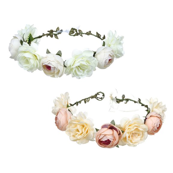 MERRYHAPY 2-Pack Simulated Peony Floral Headbands Assorted Colors Bridal Hair Accessories Handmade Elegant Design