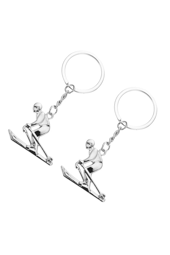 2-Pack Ski Keychain Set, Alloy Key for Winter Sports and Outdoor Adventure Fans