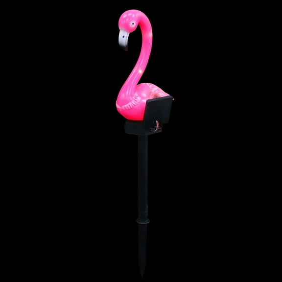 MERRYHAPY 2-Pack Solar Lawn Lights Red Resin Flamingo Garden Stake Lights for Outdoor Yard Decoration