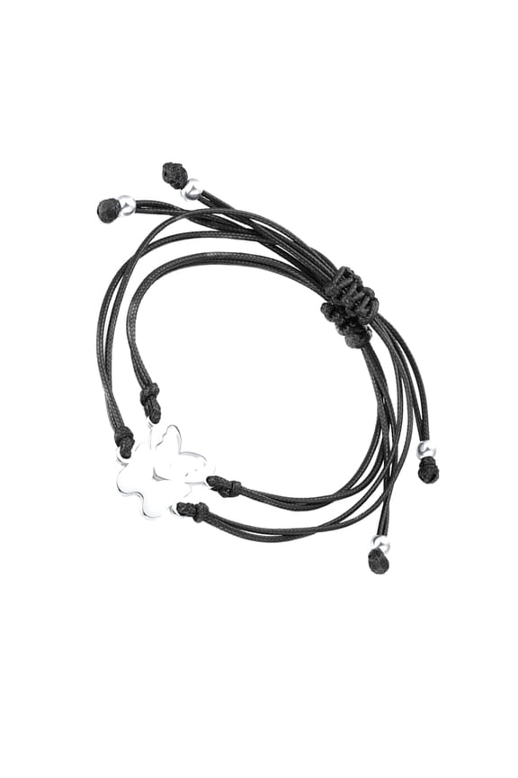 2Pcs Black Woven Couple Bracelets Unisex Hand Chains Titanium Steel Wristbands Stylish Accessories