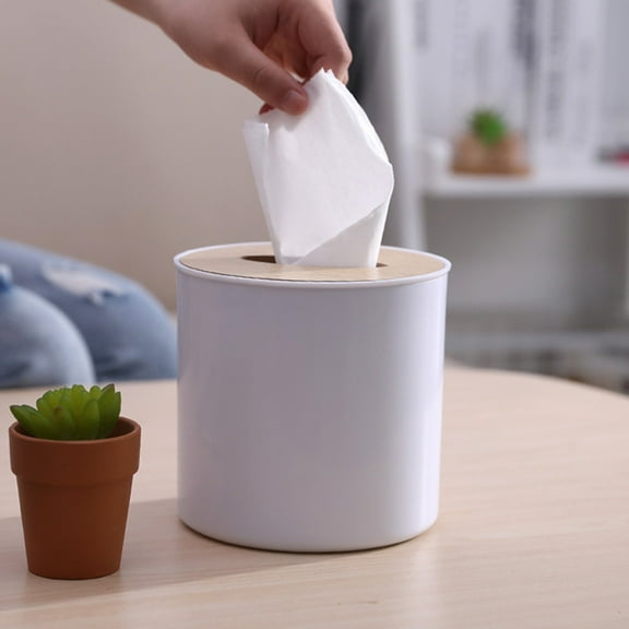 MERRYHAPY 2-Pack Nordic Style Tissue Box with White Wooden Lid, Bathroom Roll Paper Holder for Home and Office Decor