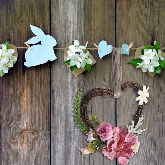 MERRYHAPY Realistic Silk Flower Wreath Wall Decor for Spring , 2 Pieces, Home Decoration