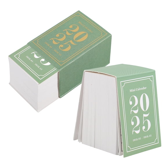 MERRYHAPY 2-Pack Compact Desk Calendar Green Offset Paper Daily Planner for Workspace Organization and Scheduling