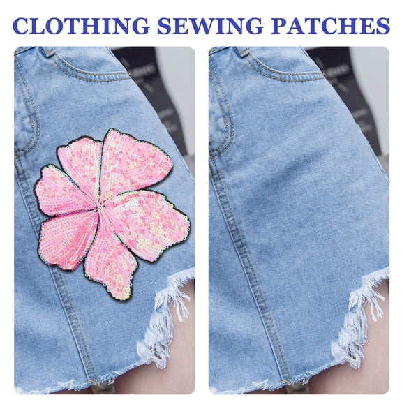 MERRYHAPY Watermelon Red Sequin Flower Patches Handmade Applique for Clothing Craft Decoration