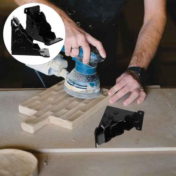 MERRYHAPY 2pcs Folding Iron Plate Hinges for Furniture Feet, Hardware for Wooden Furniture Repair and Projects