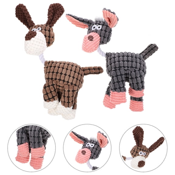 MERRYHAPY 2pcs Small Dog Plush Toys Gray Donkey Shape Soft Chew Toys for Puppies and Small Decoration