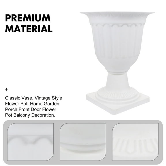 MERRYHAPY 2pcs Tall White Urn Flower Pots Roman Column Pedestal for Front Porch Garden Decor