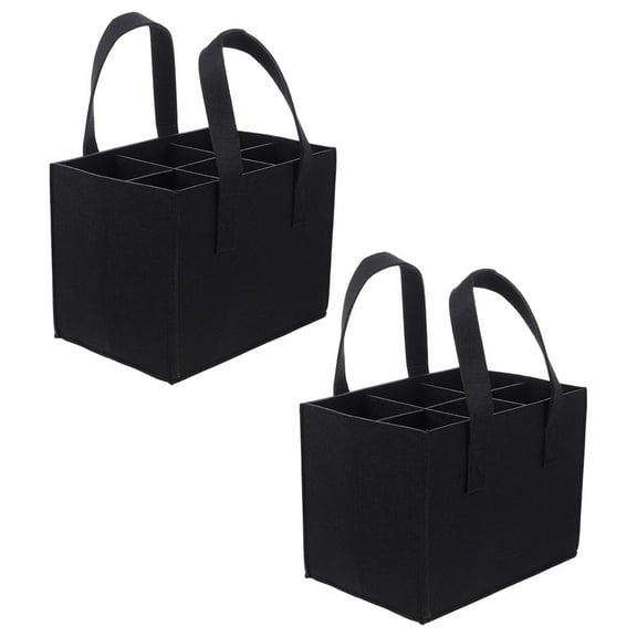 MERRYHAPY Portable Wine Pouches with Black Felt, High Durability, Fine Texture, 2 Pack Wine Carrier Bags