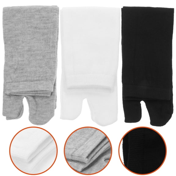 MERRYHAPY 3 Pairs Cotton Blend Tabi Toe Socks for Men & Women, Comfortable Casual Black White Grey Socks