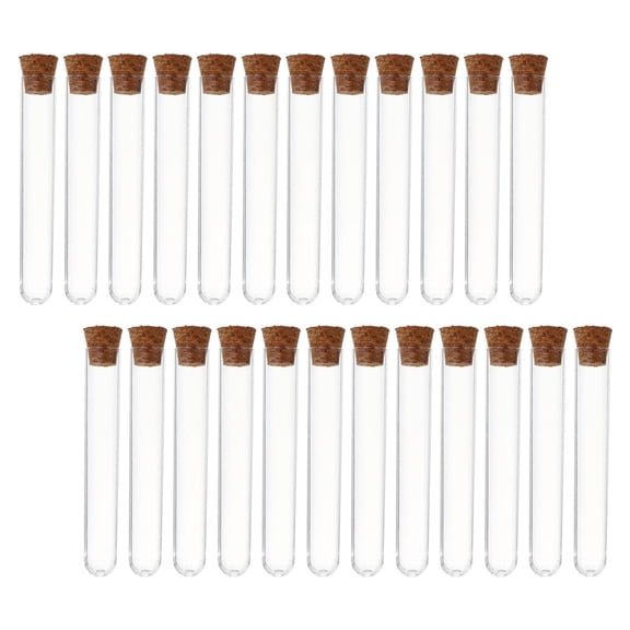MERRYHAPY Clear Plastic Test Tubes with Cork Stoppers, 36 Pieces, Airtight Seal for Science Experiments, Crafts, and Projects
