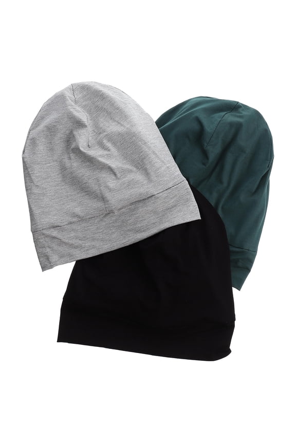 Cotton Hair Care Bonnets 3-Pack Elastic Soft No Forehead Marks for Natural Hair