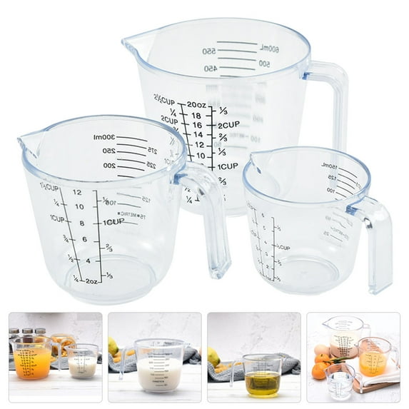 MERRYHAPY 3Pcs Clear Measuring Cups for Liquids Cylindrical Graduated Cups 150ml 300ml 600ml PP Safe Material