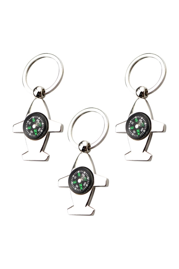3-Pack Compact Outdoor Compass Keychain with Airplane Pendant for Hiking, Camping, and Travel