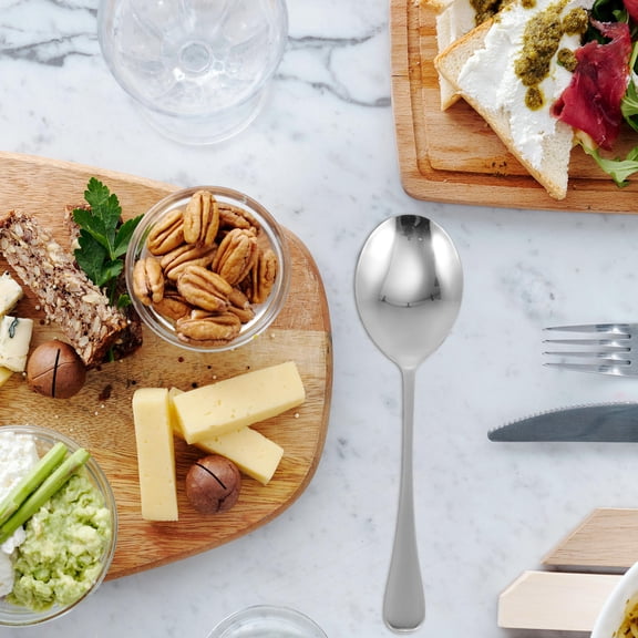 MERRYHAPY 3-Piece Stainless Steel Salad Spoons Set Multipurpose Smooth for Serving and Communal Dining