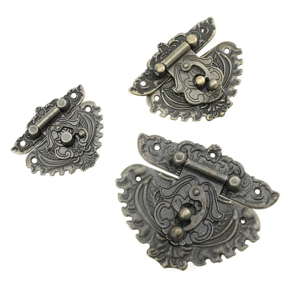 MERRYHAPY 3pcs Golden Zinc Alloy Box Latch Locks for Wooden Boxes Hardware Security Accessories