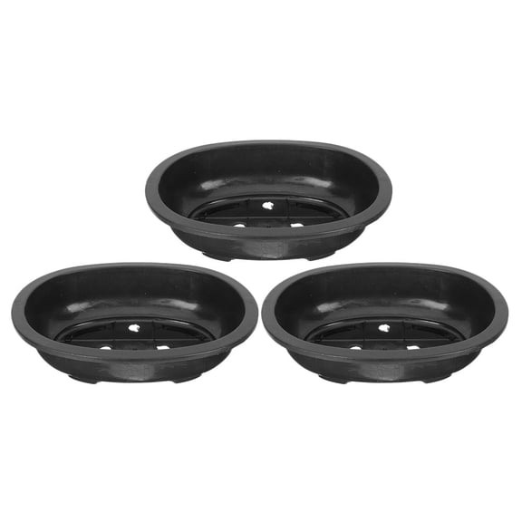 MERRYHAPY 3-Pack Large Black Plastic Bonsai Tree Pots Oval Garden Lightweight for Indoor Outdoor