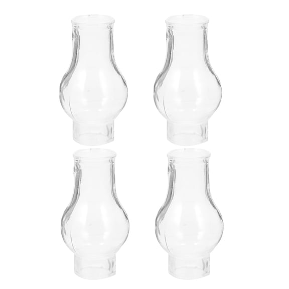 MERRYHAPY Glass Oil Lamp Chimney Transparent Glass 4pcs