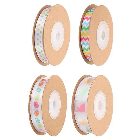 MERRYHAPY 4 Rolls Polyester Floral Ribbon Assorted Colors for Wrapping, Wine Bottles, Party Decor, Crafts, and Decorations