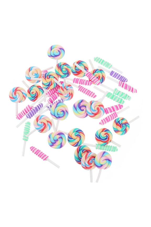 40Pcs Assorted Color Lollipop Pendant Charms Durable Resin Keychain Hanging Ornaments for Decoration