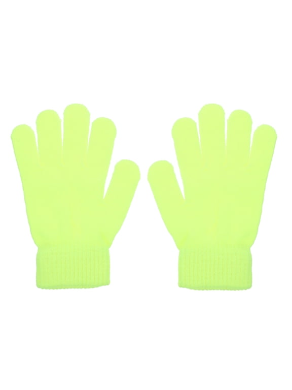 Winter Warm Glove, Fluorescent Yellow, Comfortable and Durable Knitted