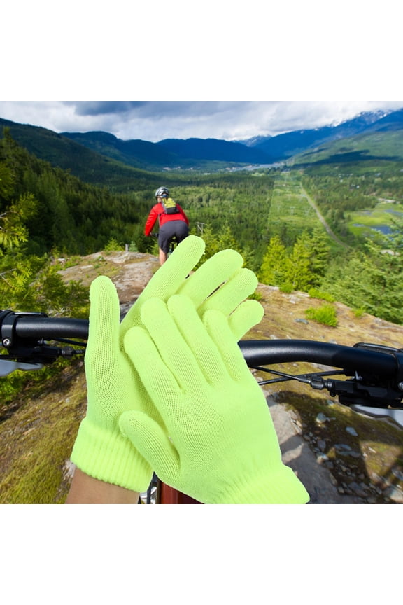 4 Pairs Winter Warm Gloves, Fluorescent Yellow Outdoor Gloves, Versatile Cold Weather Accessories