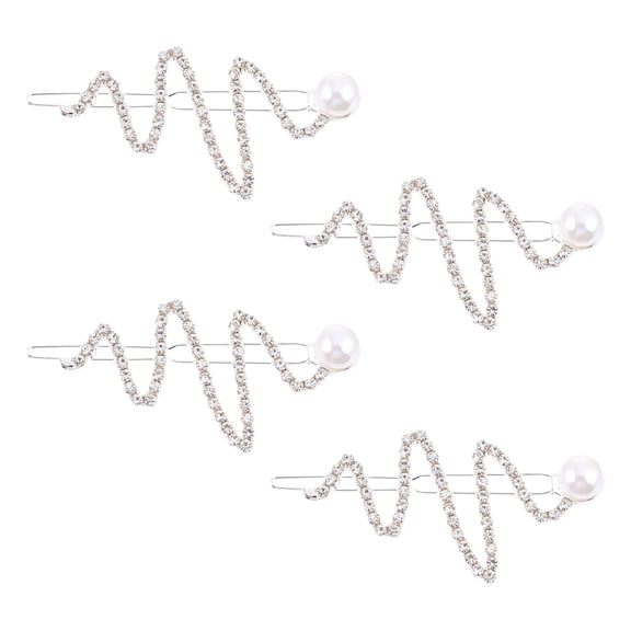 MERRYHAPY 4Pcs Plated Silver Rhinestones Hair Clip Elegant Crystal Barrette for Wedding Banquets and Hairstyles