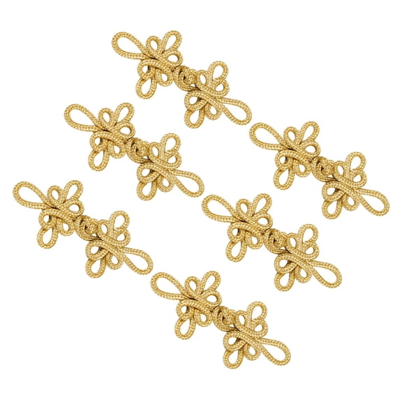 MERRYHAPY 6 Pairs Golden Knot Button Fasteners for Traditional Chinese Clothing, Costume Closures, and Stylish Accessories