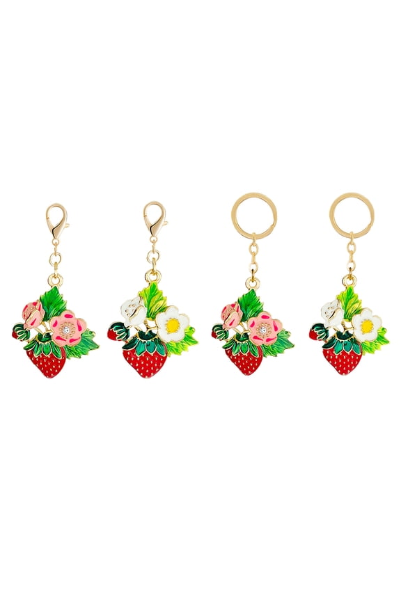 4-Pack Hanging Strawberry Keychain Set Key Bag Charms Accessories